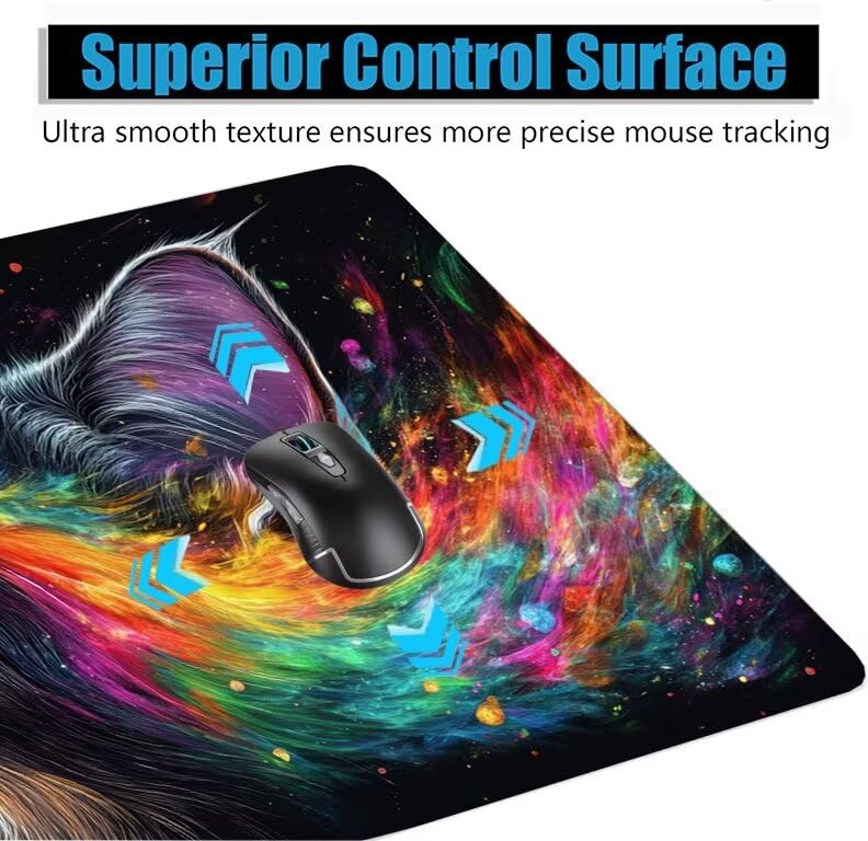 Schreibtischunterlage Schwarz Mauspad XXL 150x80cm Mousepad Katze Gaming Mauspad mit Nicht rutschender Unterlage, Vernähte Kanten WassXerdicht Anti-Rutsch Maus Pad für PC, Office Geschenke F0-551 Bild 5