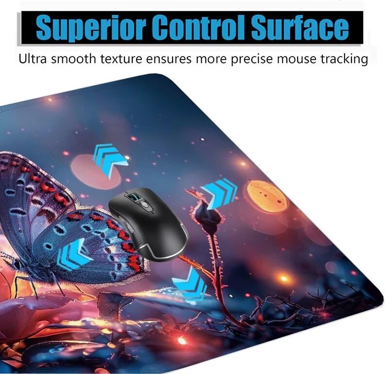 Schreibtischunterlage Blau Mauspad XXL 150x80cm Mousepad Rose Gaming Mauspad mit Nicht rutschender Unterlage, Vernähte Kanten WassXerdicht Anti-Rutsch Maus Pad für PC, MacBook, Laptop, Office F0-563 Bild 5