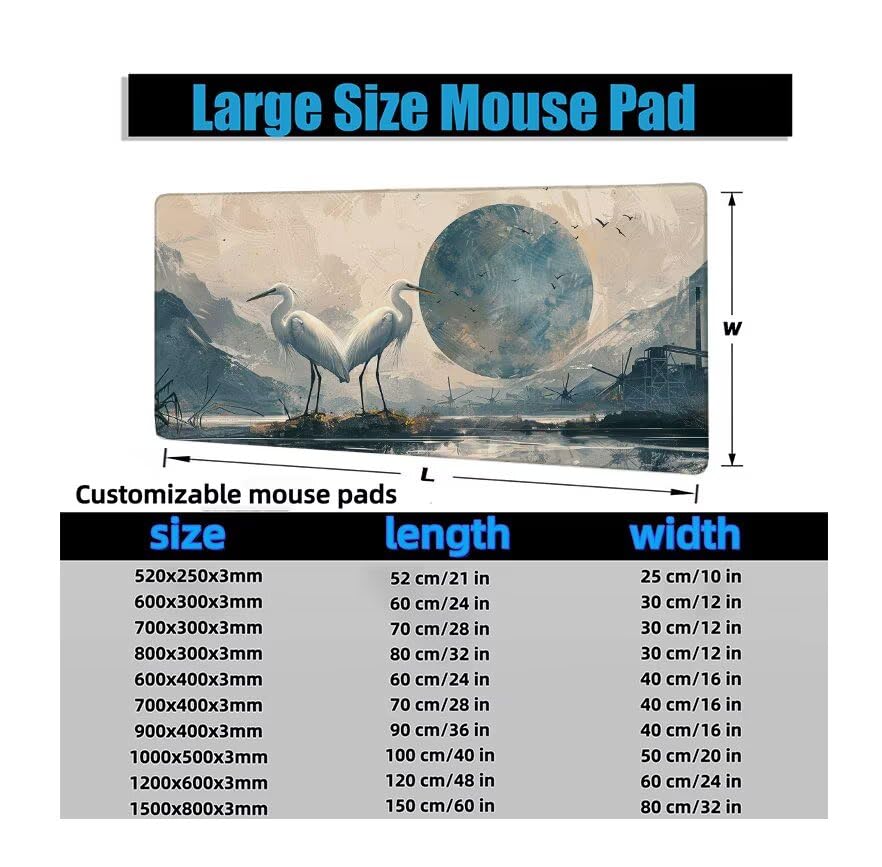 Schreibtischunterlage Kran Mauspad XXL 150x80cm Mousepad Grau Gaming Mauspad mit Nicht rutschender Unterlage, Vernähte Kanten WassXerdicht Anti-Rutsch Maus Pad für PC, MacBook, Laptop, Office F0-548 Bild 6