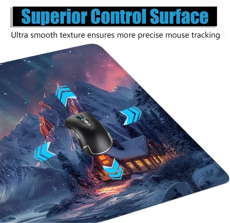 Schreibtischunterlage Aurora Mauspad XXL 150x80cm Mousepad Landschaft Gaming Mauspad mit Nicht rutschender Unterlage, Vernähte Kanten WassXerdicht Anti-Rutsch Maus Pad für PC, MacBook, Laptop F0-572 Bild 5