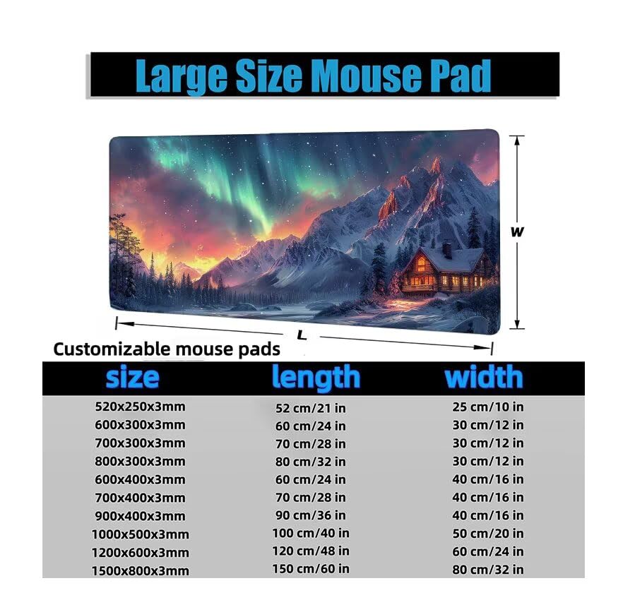 Schreibtischunterlage Aurora Mauspad XXL 150x80cm Mousepad Landschaft Gaming Mauspad mit Nicht rutschender Unterlage, Vernähte Kanten WassXerdicht Anti-Rutsch Maus Pad für PC, MacBook, Laptop F0-572 Bild 6