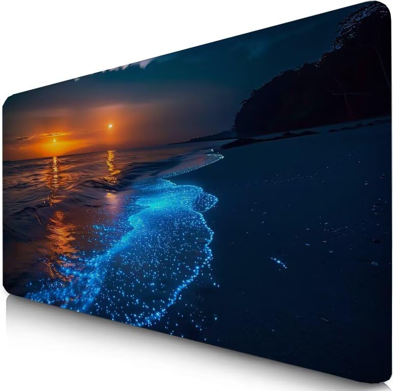 Schreibtischunterlage Schwarz Mauspad XXL 150x80cm Mousepad Meer Gaming Mauspad mit Nicht rutschender Unterlage, Vernähte Kanten WassXerdicht Anti-Rutsch Maus Pad für Laptop, Office Geschenke F0-542 Bild 1