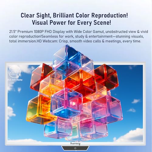 suevery All-in-One PC 21.5 AIO Desktop Computer Core I5, 256G SSD 16G RAM, HD Webcam, Wi-Fi6, 1080P Gaming All in One 55.9 cm FHD Business Display für Home Office mit Tastatur & Maus Bild 2