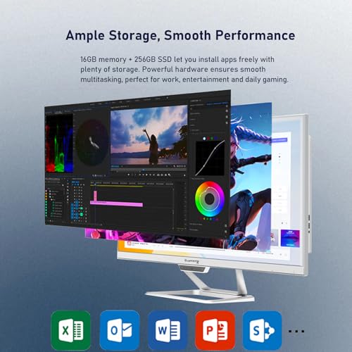 suevery All-in-One PC 21.5 AIO Desktop Computer Core I5, 256G SSD 16G RAM, HD Webcam, Wi-Fi6, 1080P Gaming All in One 55.9 cm FHD Business Display für Home Office mit Tastatur & Maus Bild 3