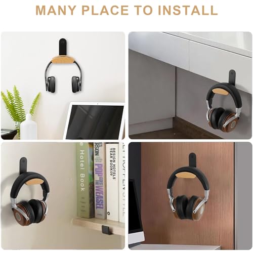 Headset Halterung aus Buchenholz, 6cm Breite Kopfstütze, Kopfhörer Ständer mit 3M Klebeband & Schraube, Kopfhörer Halterung und Headset Ständer für Over Ear Gaming, Kopfhörer Halter Bild 7