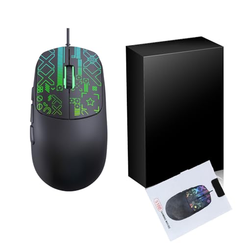 LICAEVEY Kabelgebundene RGB-Gaming-Maus, 6 Programmierbare Tasten mit 4-stufig Einstellbarer DPI Bis zu 3600, Farbenfrohe, Hintergrundbeleuchtete, Ergonomische Optische Maus für (Black) Bild 7