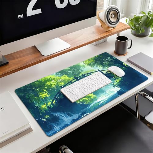Gaming Mauspad XXL 1600x800x3mm Kleine Brücke Mousepad, Große Speed Rutschfeste Schreibtischunterlage Wald Verbessert Präzision und Geschwindigkeit mit Stoßdämpfung für Tastatur Maus Homeoffice xg-701 Bild 2