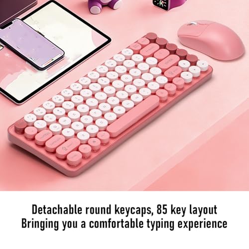 Ejoyous Drahtlose -Tastatur, Mechanische Tastatur und Maus Combo Gaming- 85 Tasten Dual-Mode 2.4G Runde Keycaps Abnehmbares Design, für OS X Systeme Bild 2