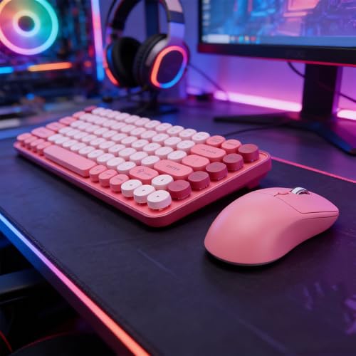 Ejoyous Drahtlose -Tastatur, Mechanische Tastatur und Maus Combo Gaming- 85 Tasten Dual-Mode 2.4G Runde Keycaps Abnehmbares Design, für OS X Systeme Bild 4