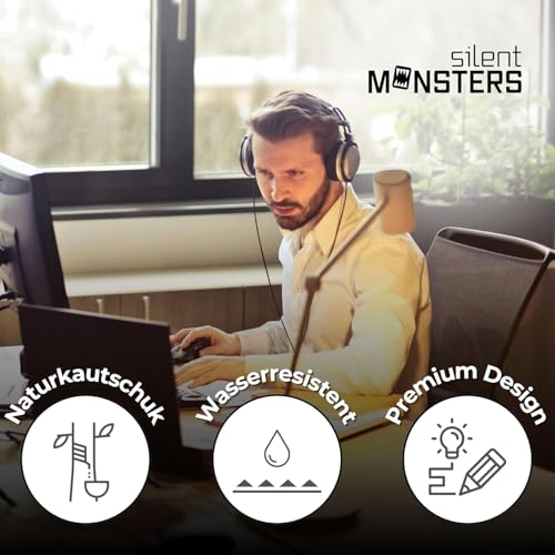 Silent Monsters Mauspad 440 x 350 mm Stoff Mousepad - Schwarz - Vernähter Rand, rutschfest & leise, für Office und Gaming Maus - 44 x 35 cm Mouse Pad Mat - Mausunterlage für alle Maus Arten Bild 4