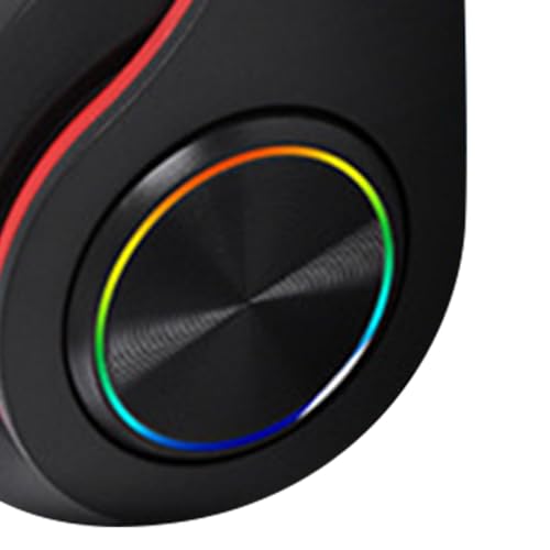Bluetooth-Headset mit RGB-Licht, tiefem Bass, Rauschunterdrückung, bequem, faltbar, kabelloses Gaming-Headset (Schwarz Rot) Bild 3