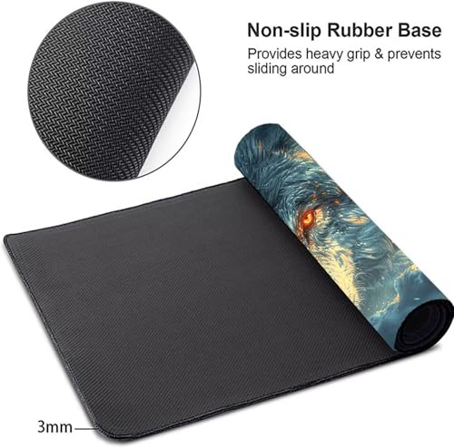 Mauspad XXL 1600x800x3 mm Gaming Mousepad mit Vernähte Kanten - rutschfest Mouse Pad - für PC mit Glatter Oberfläche Mauspad, Mousepad Wolf Schwarz, Maus Pad für alle Maustypen PjY8404 8-K Bild 4