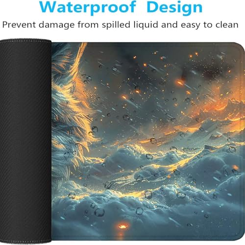 Mauspad XXL 1600x800x3 mm Gaming Mousepad mit Vernähte Kanten - rutschfest Mouse Pad - für PC mit Glatter Oberfläche Mauspad, Mousepad Wolf Schwarz, Maus Pad für alle Maustypen PjY8404 8-K Bild 5