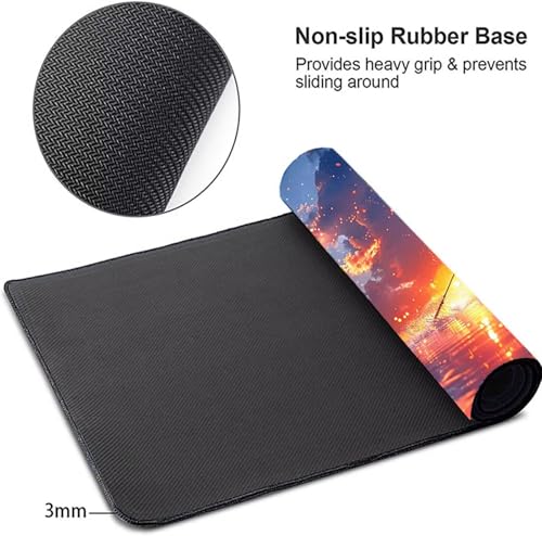 Mauspad XXL 1400x600x3mm Gaming Mousepad mit Vernähte Kanten - rutschfest Mouse Pad - für PC mit Glatter Oberfläche Mauspad, Mousepad Blau Landschaft, Maus Pad für alle Maustypen PjY8554 1-3 Bild 4