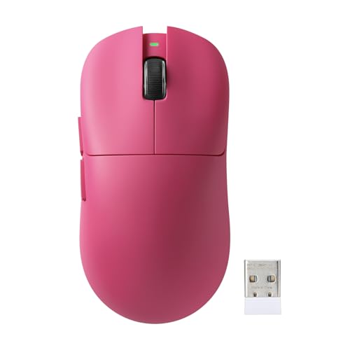 YUNZII M1 Kabellose Gaming-Maus, BT/2.4G Wireless/Wired Ultralight Mouse, PAW3311-Sensor 10000 DPI, Wiederaufladbare Kabellose Maus mit 5 Programmierbaren Tasten, über Software für Windows (Rosa) Bild 1