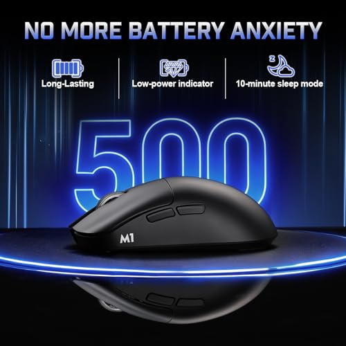 YUNZII M1 Kabellose Gaming-Maus, BT/2.4G Wireless/Wired Ultralight Mouse, PAW3311-Sensor 10000 DPI, Wiederaufladbare Kabellose Maus mit 5 Programmierbaren Tasten, über Software für Windows (Schwarz) Bild 6