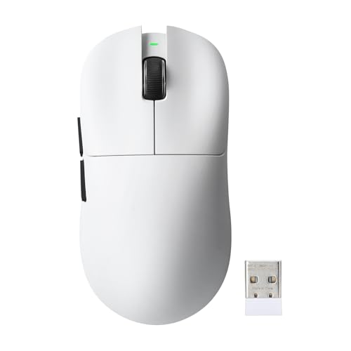YUNZII M1 Kabellose Gaming-Maus, BT/2.4G Wireless/Wired Ultralight Mouse, PAW3311-Sensor 10000 DPI, Wiederaufladbare Kabellose Maus mit 5 Programmierbaren Tasten, über Software für Windows (Weiß) Bild 1
