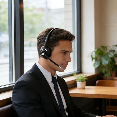 Headset, Kabelloses Headset mit Geräuschunterdrückendem Mikrofon 5.0 für Call Center Business Office Bild 3