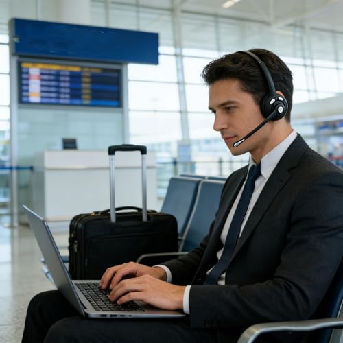 Headset, Kabelloses Headset mit Geräuschunterdrückendem Mikrofon 5.0 für Call Center Business Office Bild 5