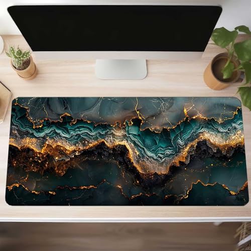 Mauspad XXL 1400x600x3 mm Gaming Mousepad mit Vernähte Kanten - rutschfest Mouse Pad - für PC mit Glatter Oberfläche Mauspad, Mousepad Abstrakt Grün, Maus Pad für alle Maustypen PjY8766 J-3 Bild 2