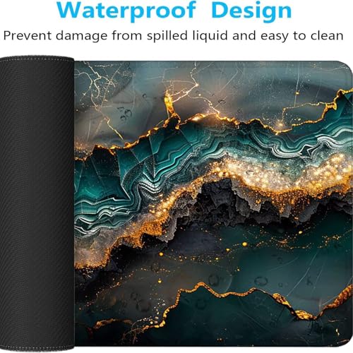 Mauspad XXL 1400x600x3 mm Gaming Mousepad mit Vernähte Kanten - rutschfest Mouse Pad - für PC mit Glatter Oberfläche Mauspad, Mousepad Abstrakt Grün, Maus Pad für alle Maustypen PjY8766 J-3 Bild 5