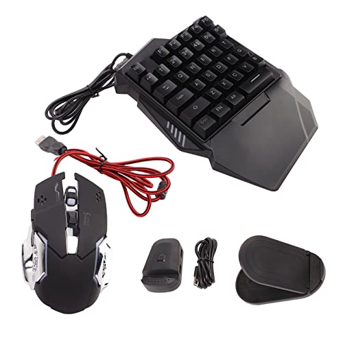 Einhändiges, Hintergrundbeleuchtetes Gaming-Tastatur-Maus-Konverter-Set für PUBG, RGB-LED, 35-Tasten-Tastatur, 6-Tasten-Mauskonverter für, ABS Bild 7