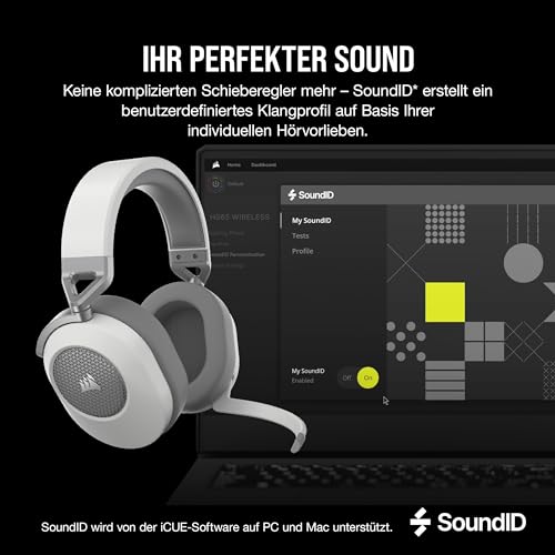 Corsair HS65 Wireless Gaming Headset Bluetooth Dolby 7.1-Surround-Sound - White (Generalüberholt) (Generalüberholt) Bild 4