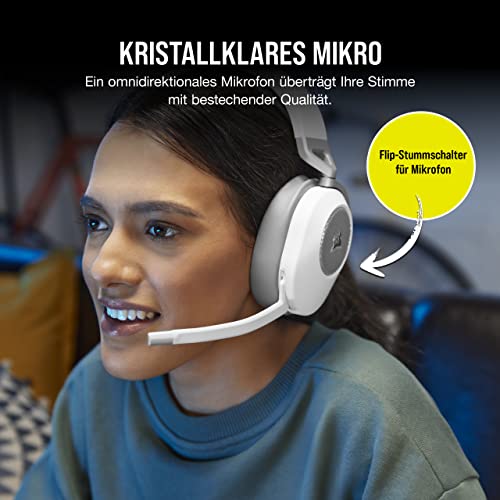 Corsair HS65 Wireless Gaming Headset Bluetooth Dolby 7.1-Surround-Sound - White (Generalüberholt) (Generalüberholt) Bild 6