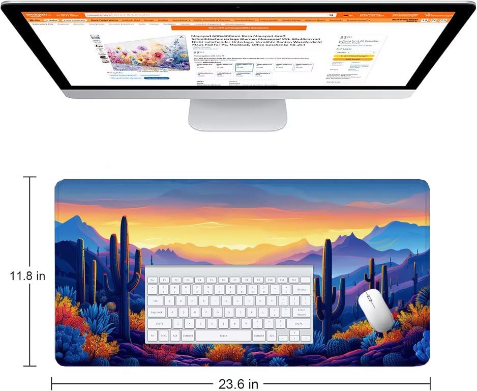 Schreibtischunterlage Blau Mauspad XXL 150x80cm Mousepad Gebirge Gaming Mauspad mit Nicht rutschender Unterlage, Vernähte Kanten WassXerdicht Anti-Rutsch Maus Pad für Laptop, Office Geschenke F0-602 Bild 2