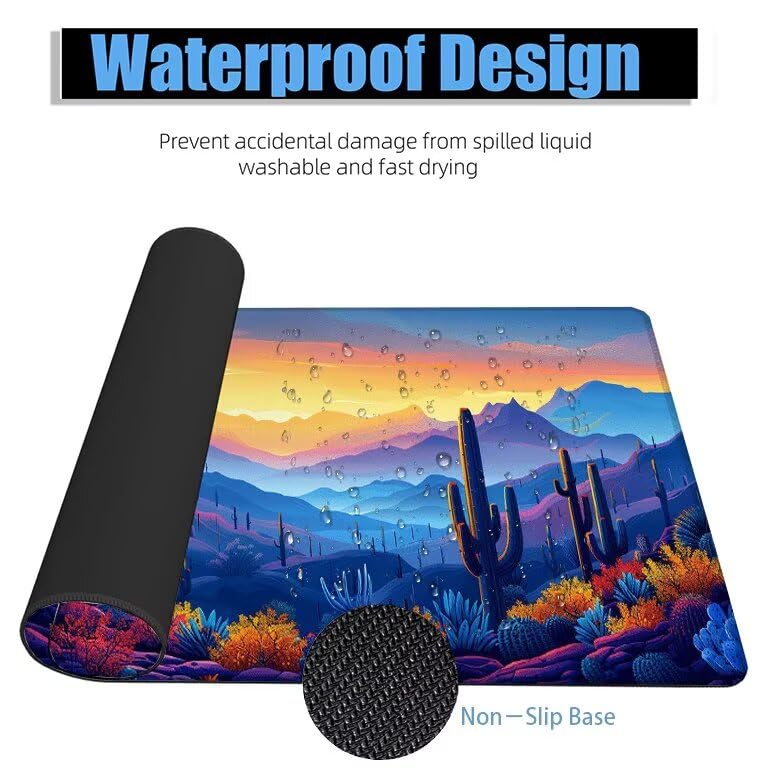 Schreibtischunterlage Blau Mauspad XXL 150x80cm Mousepad Gebirge Gaming Mauspad mit Nicht rutschender Unterlage, Vernähte Kanten WassXerdicht Anti-Rutsch Maus Pad für Laptop, Office Geschenke F0-602 Bild 4