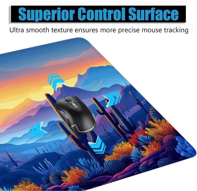 Schreibtischunterlage Blau Mauspad XXL 150x80cm Mousepad Gebirge Gaming Mauspad mit Nicht rutschender Unterlage, Vernähte Kanten WassXerdicht Anti-Rutsch Maus Pad für Laptop, Office Geschenke F0-602 Bild 5