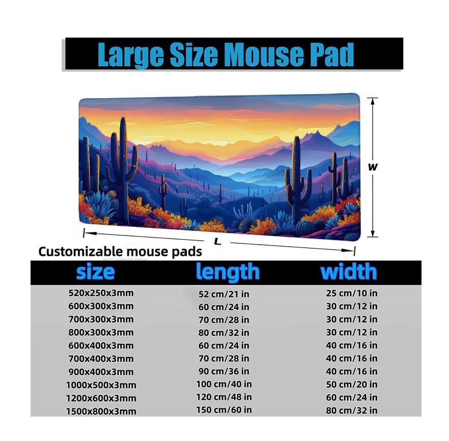 Schreibtischunterlage Blau Mauspad XXL 150x80cm Mousepad Gebirge Gaming Mauspad mit Nicht rutschender Unterlage, Vernähte Kanten WassXerdicht Anti-Rutsch Maus Pad für Laptop, Office Geschenke F0-602 Bild 6