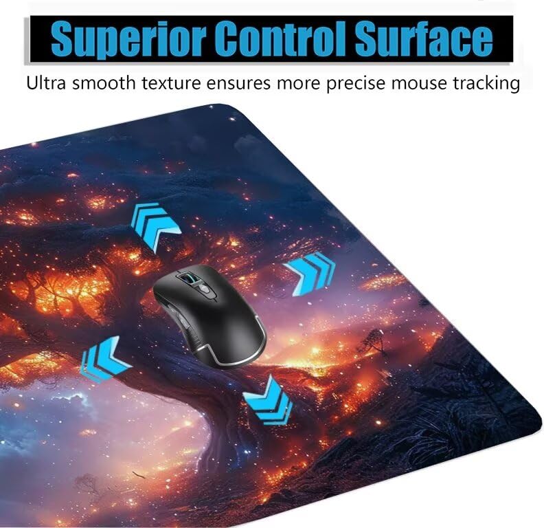 Schreibtischunterlage Baum Mauspad XXL 150x80cm Mousepad Blau Gaming Mauspad mit Nicht rutschender Unterlage, Vernähte Kanten WassXerdicht Anti-Rutsch Maus Pad für PC, MacBook, Laptop, Office F0-587 Bild 5