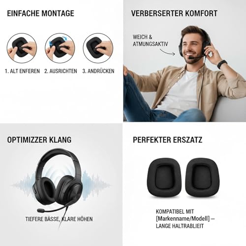Ohrpolster Mit Atmungsaktivem Mesh & Memory-Schaum – Ersatz Für Lg G633, G933, G Pro Kopfhörer, Inkl. Stirnband Bild 4