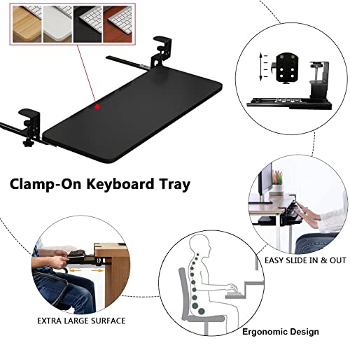 Ergonomische, verstellbare Tastaturablage – ausziehbare Schublade und Maus-Plattform für den Schreibtisch – verbessert die Effizienz und den Komfort des Arbeitsplatzes, perfekt für Heimbüro und Gaming Bild 4