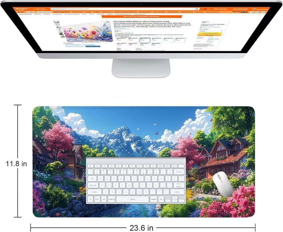 Schreibtischunterlage Landschaft Mauspad XXL 150x80cm Mousepad Berg Gaming Mauspad mit Nicht rutschender Unterlage, Vernähte Kanten WassXerdicht Anti-Rutsch Maus Pad für PC, MacBook, Laptop F0-593 Bild 2