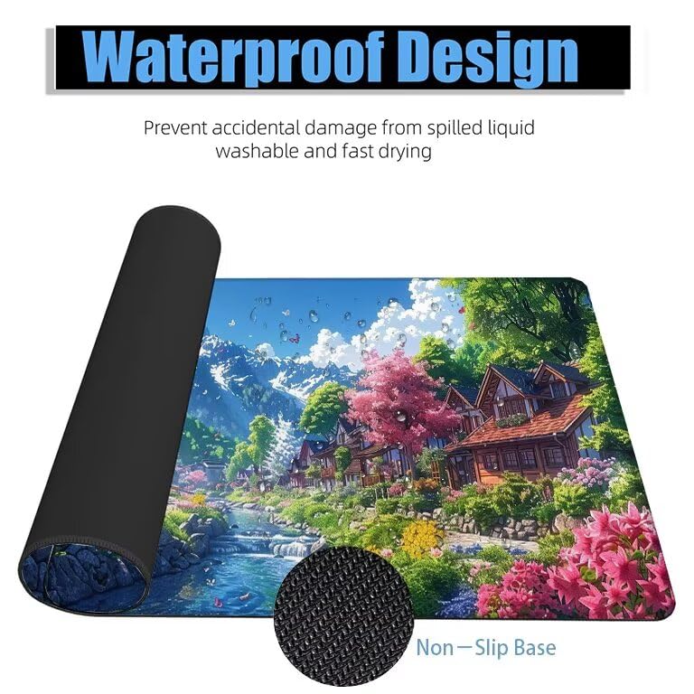 Schreibtischunterlage Landschaft Mauspad XXL 150x80cm Mousepad Berg Gaming Mauspad mit Nicht rutschender Unterlage, Vernähte Kanten WassXerdicht Anti-Rutsch Maus Pad für PC, MacBook, Laptop F0-593 Bild 4