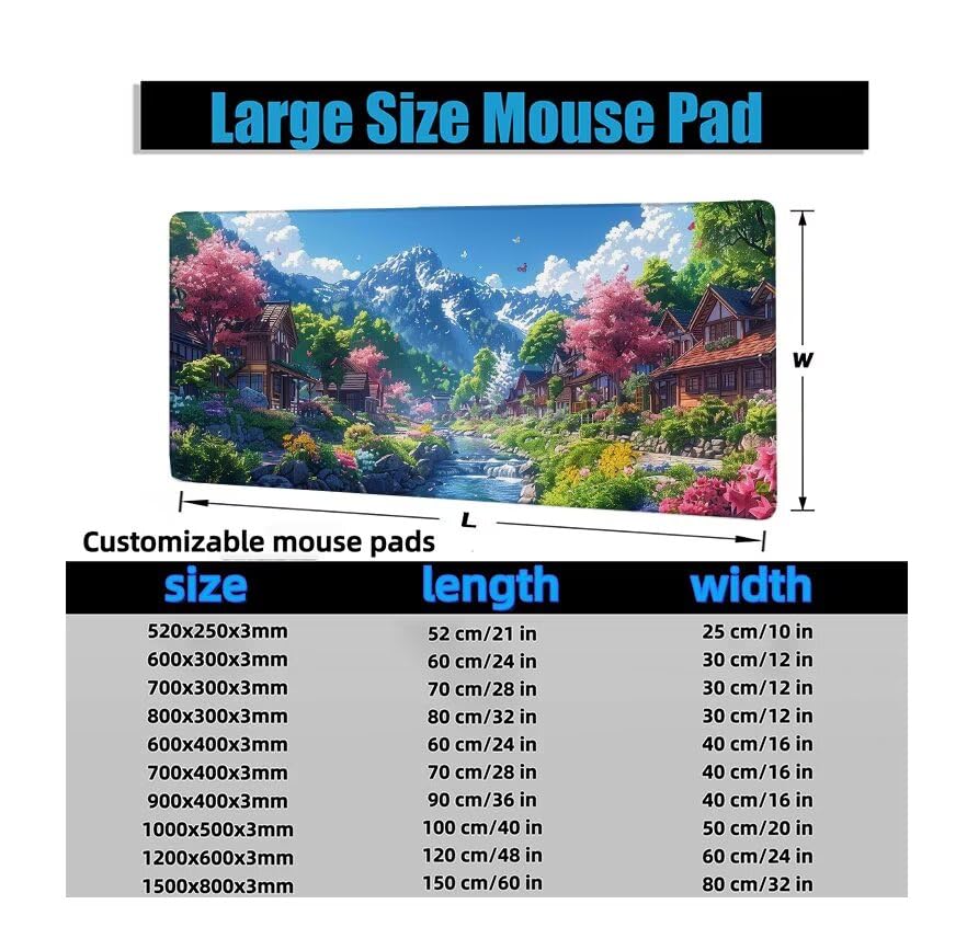 Schreibtischunterlage Landschaft Mauspad XXL 150x80cm Mousepad Berg Gaming Mauspad mit Nicht rutschender Unterlage, Vernähte Kanten WassXerdicht Anti-Rutsch Maus Pad für PC, MacBook, Laptop F0-593 Bild 6