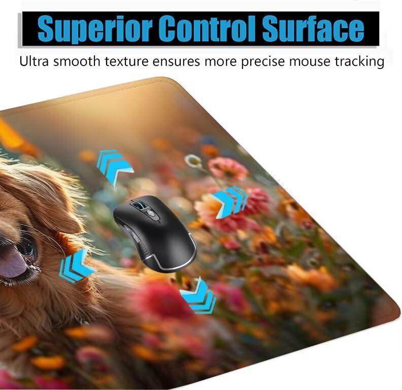 Schreibtischunterlage Niedlich Mauspad XXL 150x80cm Mousepad Hund Gaming Mauspad mit Nicht rutschender Unterlage, Vernähte Kanten WassXerdicht Anti-Rutsch Maus Pad für PC, Office Geschenke F0-578 Bild 5
