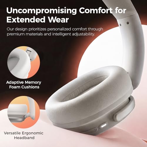 havit SPACE NC01H Hybrid Active Noise Cancelling Kopfhörer, Over Ear Bluetooth Kopfhörer mit 4 Mic ENC, 132H Spielzeit, Faltbare Overhead-Kopfhörer mit tiefem Bass, Bluetooth 6, App-Steuerung Bild 4