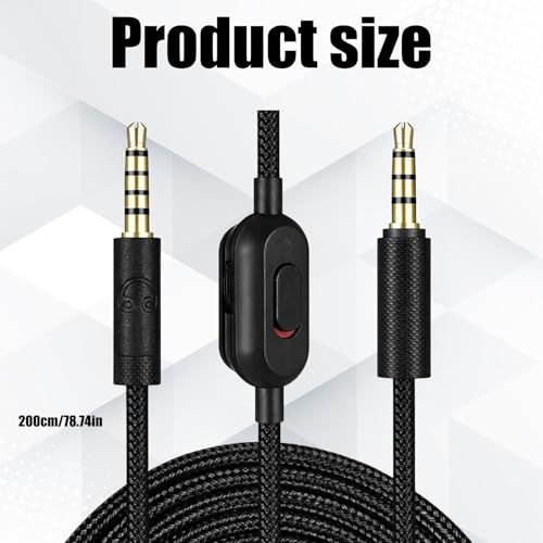 Headset Kabel Ersatz 2m für Gaming Headsets, Gewebtes Audiokabel mit Lautstärkeregler - Kompatibel mit G Pro X & G433/233 Bild 2