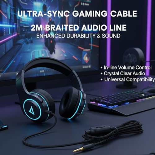 Headset Kabel Ersatz 2m für Gaming Headsets, Gewebtes Audiokabel mit Lautstärkeregler - Kompatibel mit G Pro X & G433/233 Bild 5