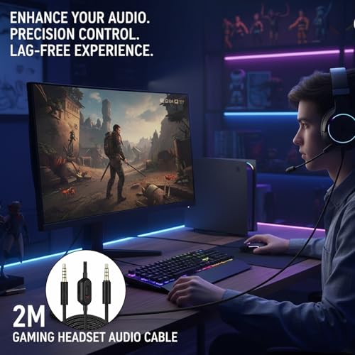 Headset Kabel Ersatz 2m für Gaming Headsets, Gewebtes Audiokabel mit Lautstärkeregler - Kompatibel mit G Pro X & G433/233 Bild 7