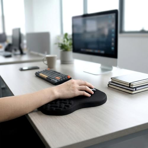 Mauspad mit Handauflage & Massage-Noppen, Ergonomisches Mauspad with Gaming Memory-Schaum Mausmatte, Gaming Mauspad für Studium, PC-Büro, Laptop, Arbeit, Gaming, Zuhause Bild 3