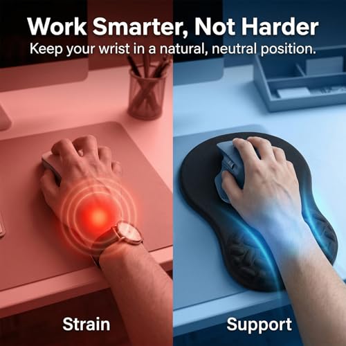 Mauspad mit Handauflage & Massage-Noppen, Ergonomisches Mauspad with Gaming Memory-Schaum Mausmatte, Gaming Mauspad für Studium, PC-Büro, Laptop, Arbeit, Gaming, Zuhause Bild 5