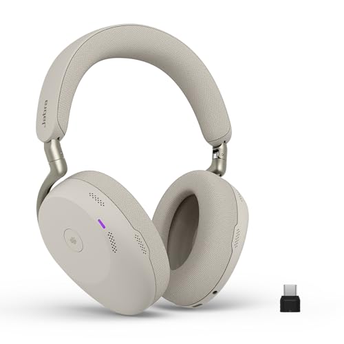 Jabra Evolve3 85 Over-Ear Bluetooth Headset kabellos mit Mikrofon für Büro, USB-C, KI-Sprachanruf, Adaptive Aktive Geräuschunterdrückung, 25h Akku, MS Teams Zertifiziert, Warmgrau Bild 1