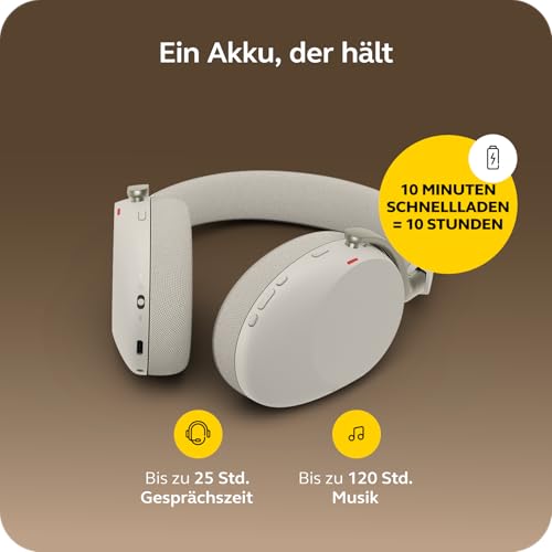 Jabra Evolve3 85 Over-Ear Bluetooth Headset kabellos mit Mikrofon für Büro, USB-C, KI-Sprachanruf, Adaptive Aktive Geräuschunterdrückung, 25h Akku, MS Teams Zertifiziert, Warmgrau Bild 3