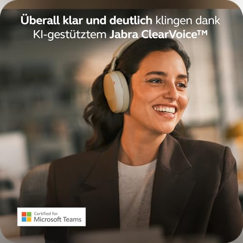 Jabra Evolve3 85 Over-Ear Bluetooth Headset kabellos mit Mikrofon für Büro, USB-C, KI-Sprachanruf, Adaptive Aktive Geräuschunterdrückung, 25h Akku, MS Teams Zertifiziert, Warmgrau Bild 5