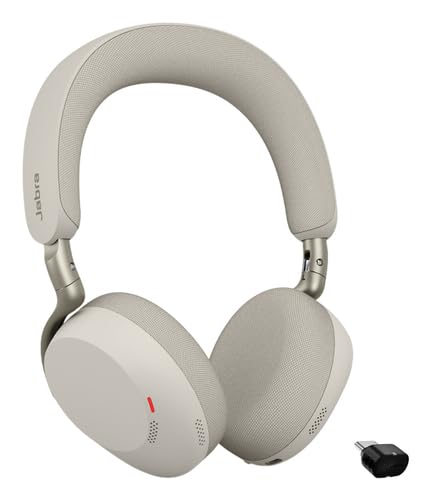Jabra Evolve3 75 On-Ear Bluetooth Headset kabellos mit Mikrofon für Büro, USB-C, KI-Sprachanruf, Erweiterte Aktive Geräuschunterdrückung, 22h Akku, MS Teams Zertifiziert, Warmgrau Bild 4