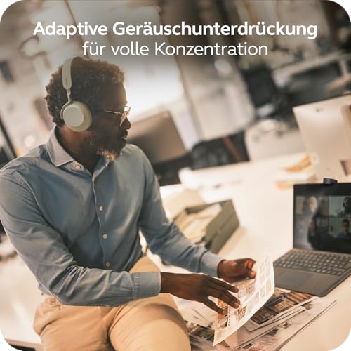 Jabra Evolve3 75 On-Ear Bluetooth Headset kabellos mit Mikrofon für Büro, USB-C, KI-Sprachanruf, Erweiterte Aktive Geräuschunterdrückung, 22h Akku, MS Teams Zertifiziert, Warmgrau Bild 7